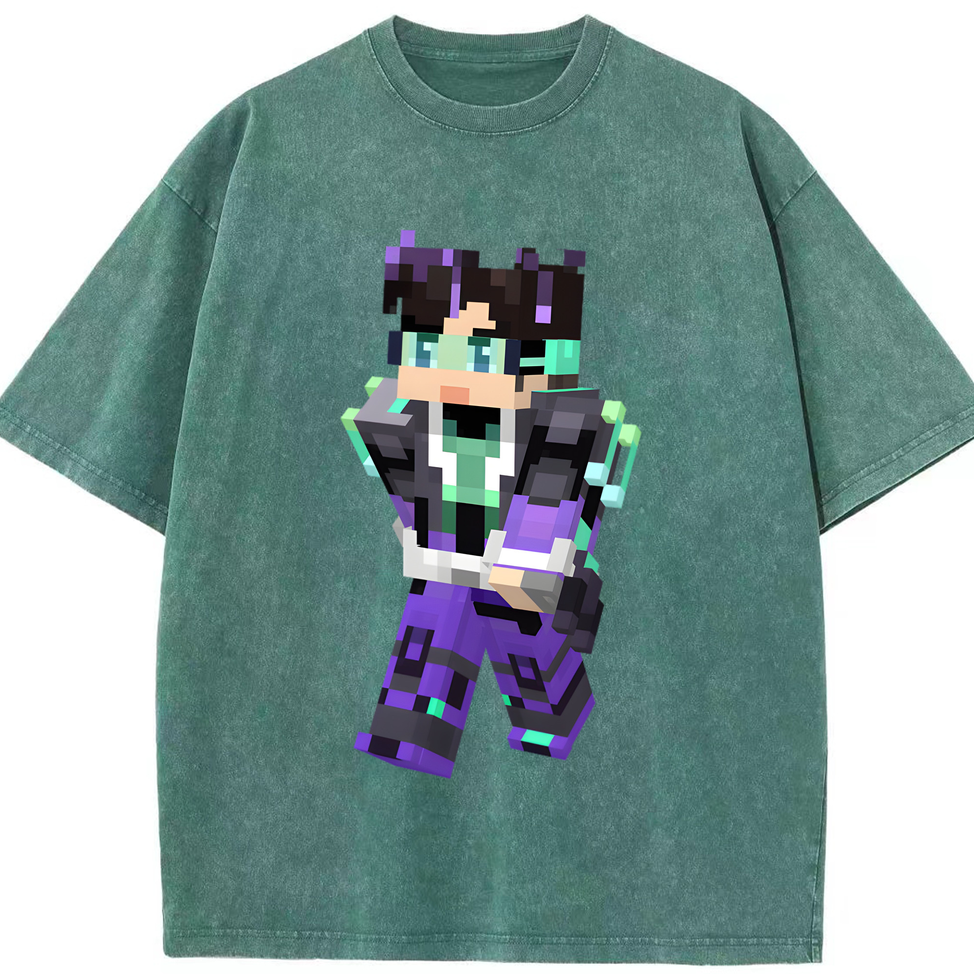 （画像用） マインクラフト ブロックの世界 Minecraft MC Block world 綿100% ヴィンテージ風 半袖Tシャツ（フロントプリント）